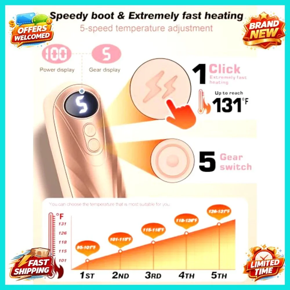 Rechargeable Hand Warmers 2 Pack, 6000mAh, 5 Heat Levels, LED Display, Portable - Picture 3 of 6